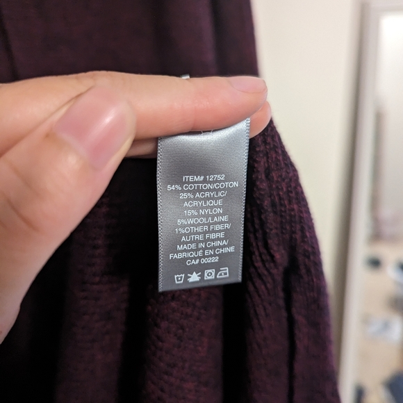 Long burgundy cardigan with pockets - Picture 3 of 4